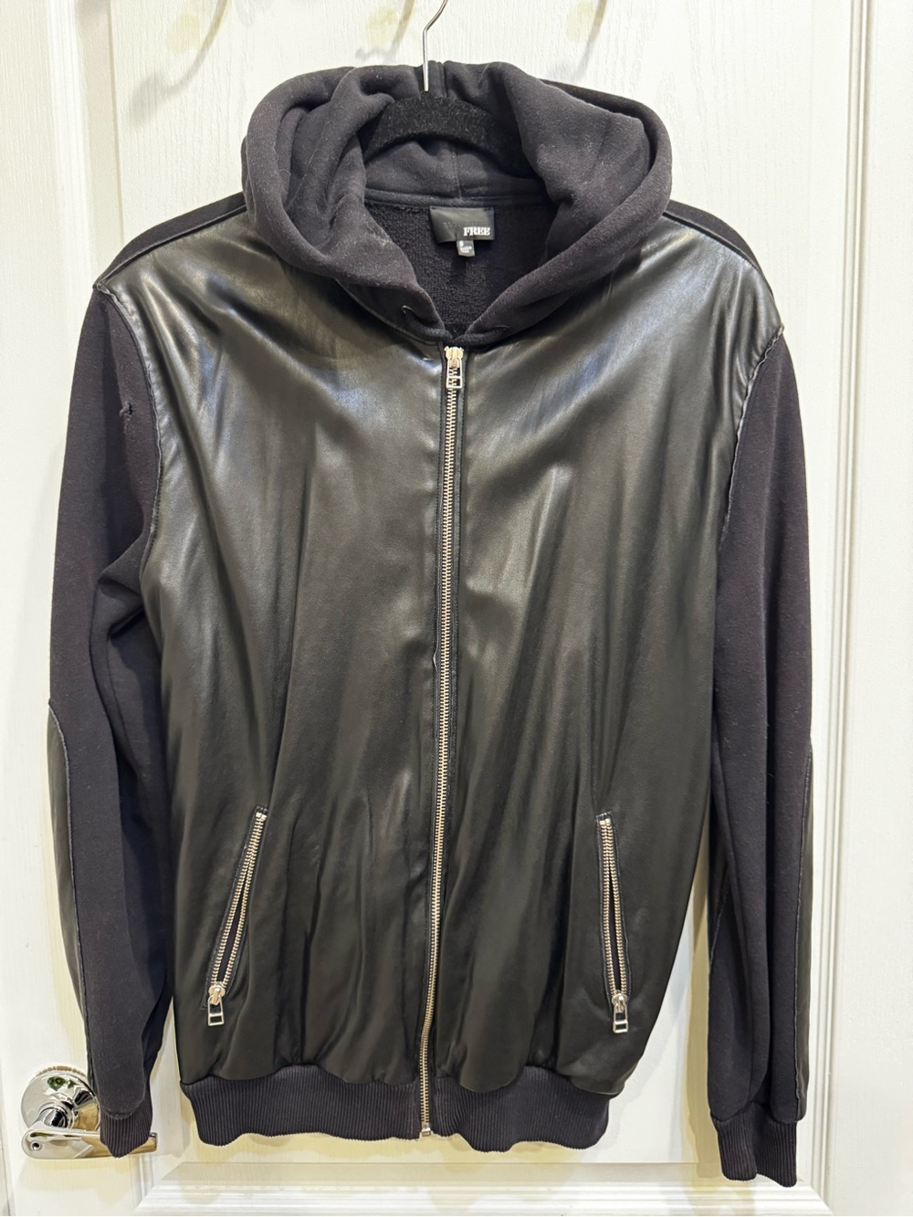 Aritzia Wilfred Free Dree Faux Leather Hoodie Jacket Black Small